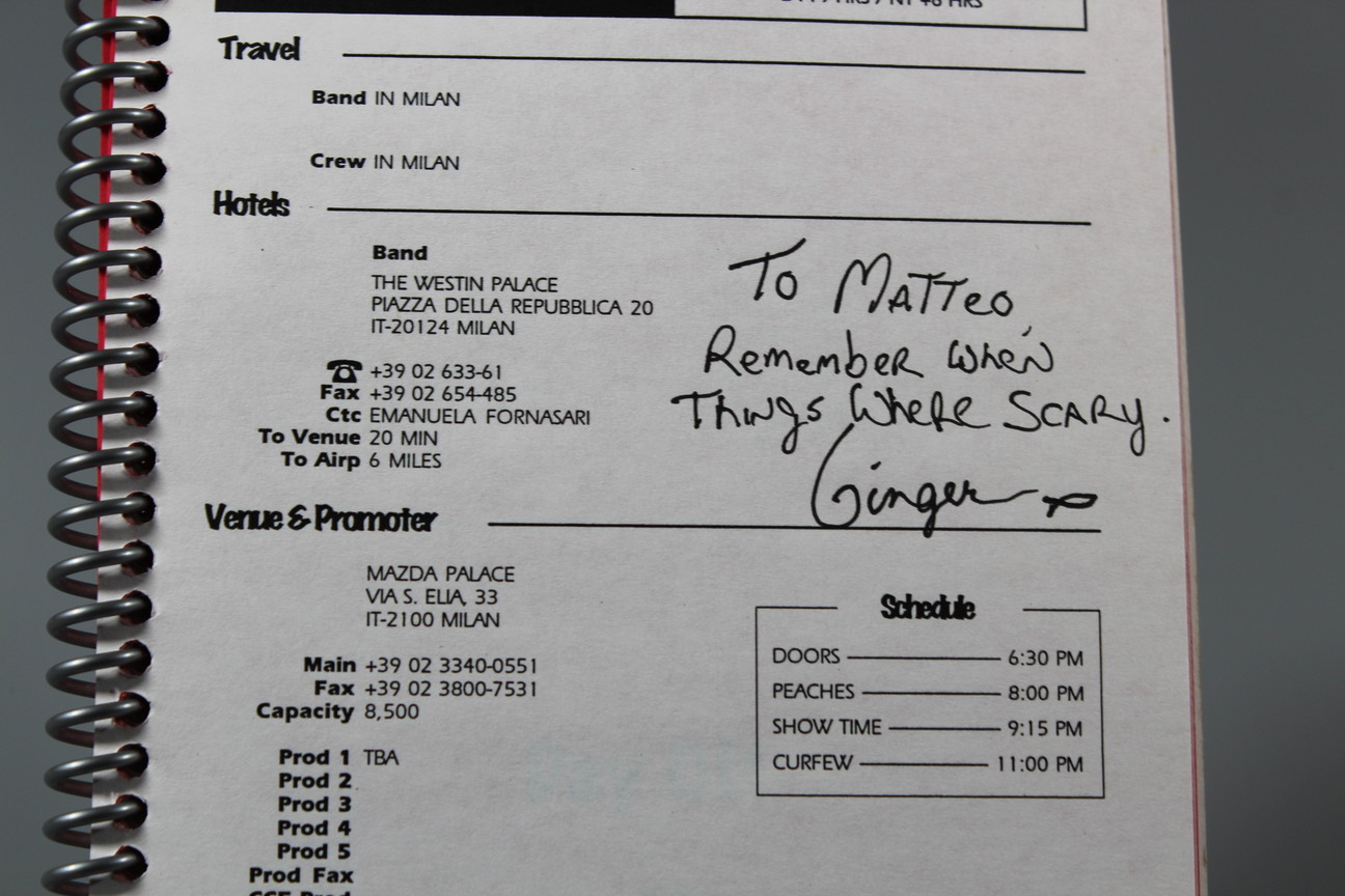 Detail of Ginger Fish’s handwritten dedication: “To Matteo, Remember when things were scary.”